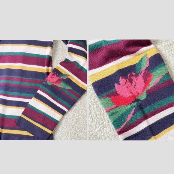 Aldo Martins Striped Cardigan Button Front VNeck Multi Color Sweater Lightweight - Picture 9 of 15